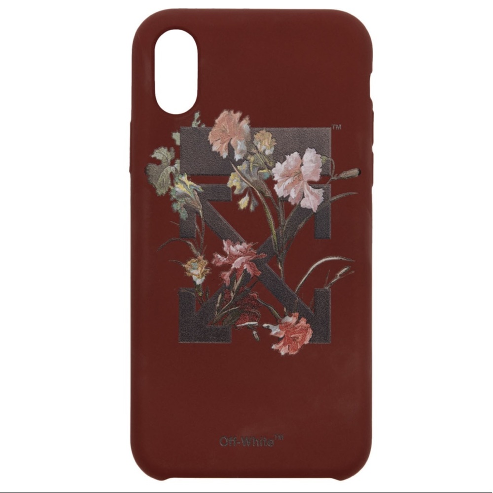 Off-White Burgundy Flowers iPhone X Case